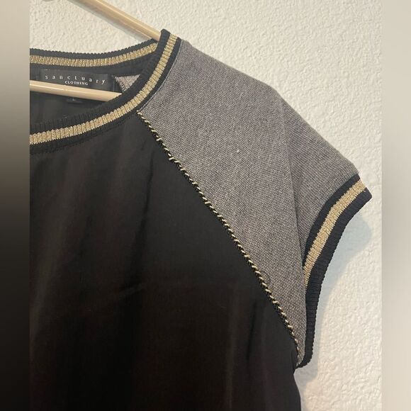 Sanctuary black grey and gold top sz L - Picture 2 of 5